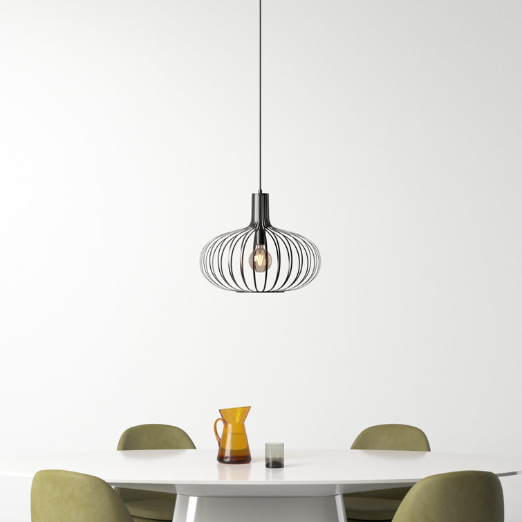Black Geometric Iron Shaded Pendant Light Fixture