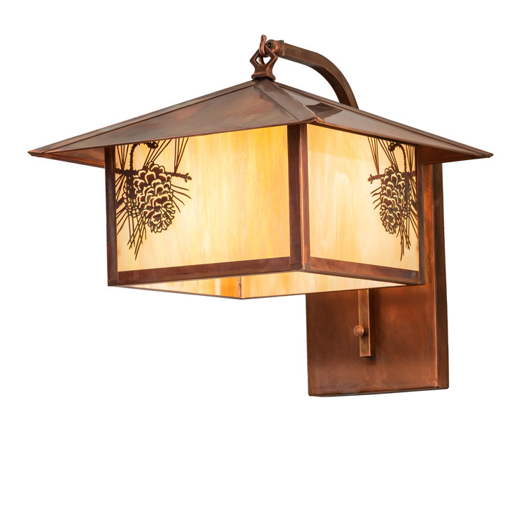 Beige Iridized Glass Direct Wired Wall Sconce