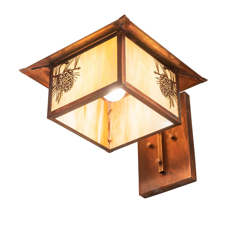 Beige Iridized Glass Direct Wired Wall Sconce