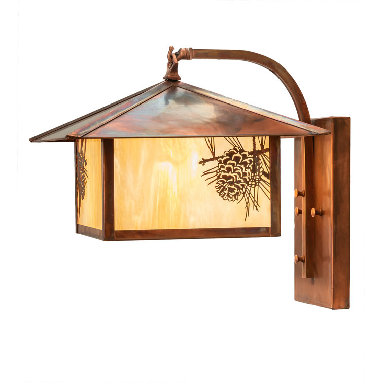 Beige Iridized Glass Direct Wired Wall Sconce
