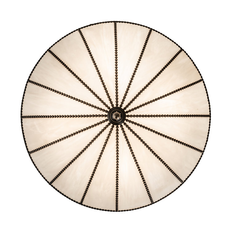 Antique Brass and Glass 4-Light Semi-Flushmount Pendant