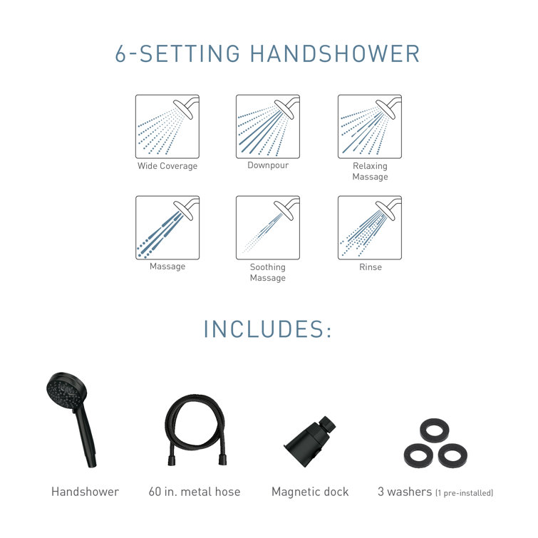 Matte Black Multi-Function Handheld Shower Head with Magnetic Docking