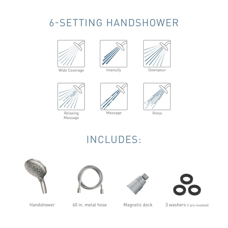 Chrome 5.5-Inch Handheld Rain Shower Head with Magnetic Dock