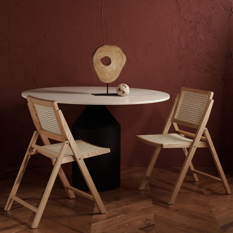 Desiree White & Natural Rattan Cane Folding Dining Chair