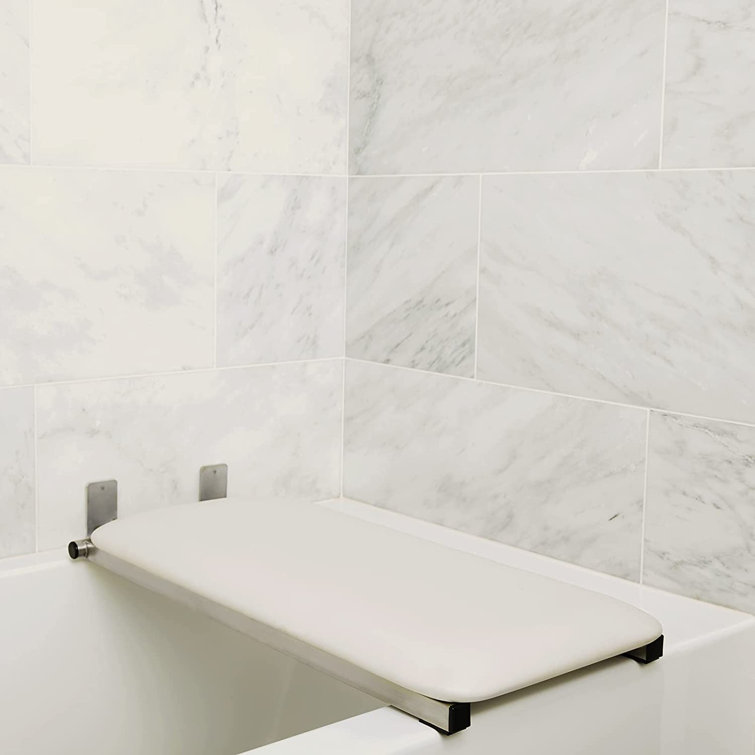 Hermosa 32" Wall-Mount Folding White Padded Shower Bench