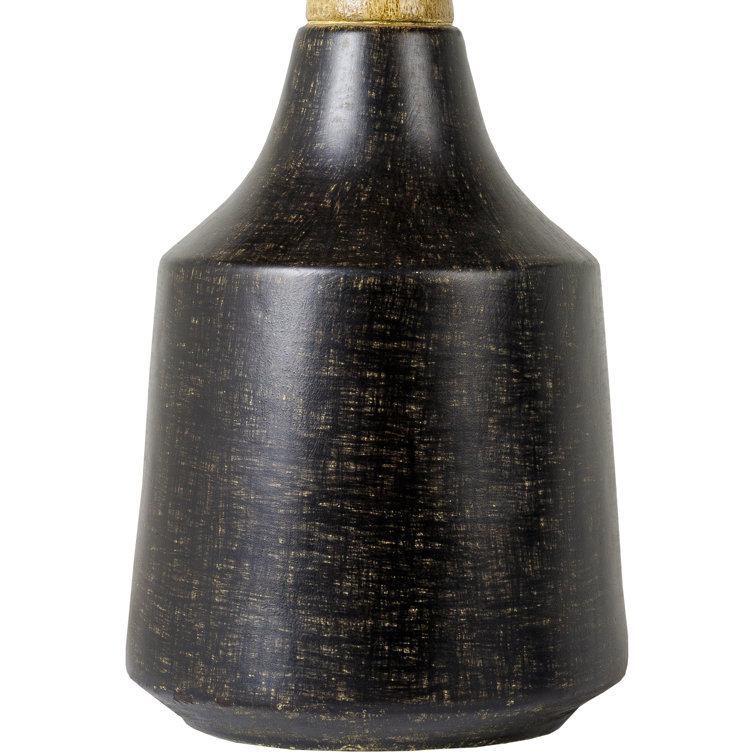Cream and Bronze Ceramic Table Lamp with Linen Shade
