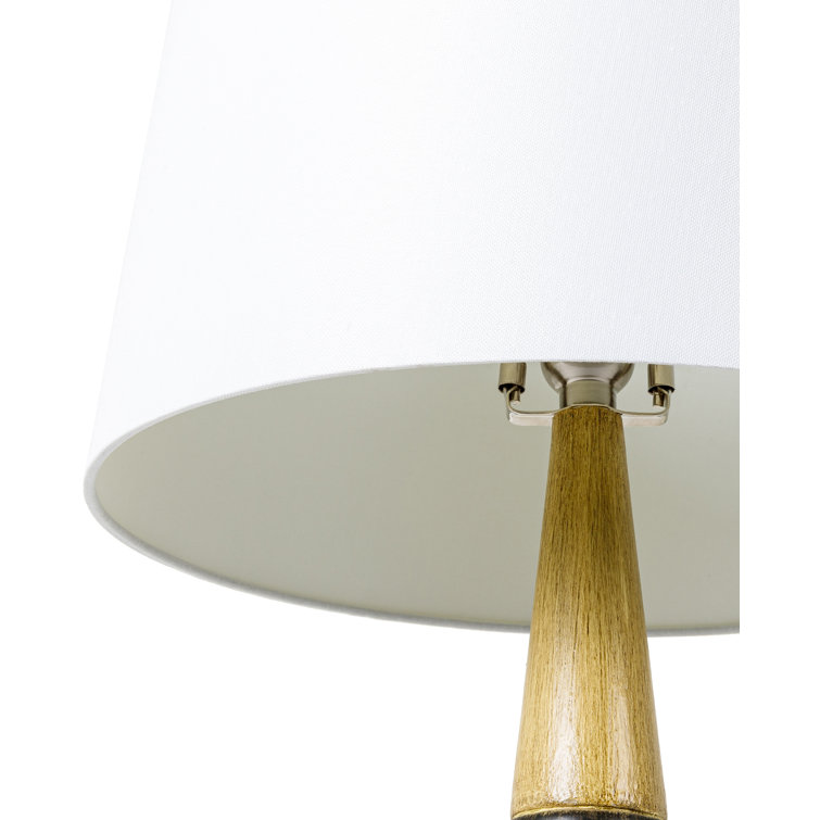 Cream and Bronze Ceramic Table Lamp with Linen Shade