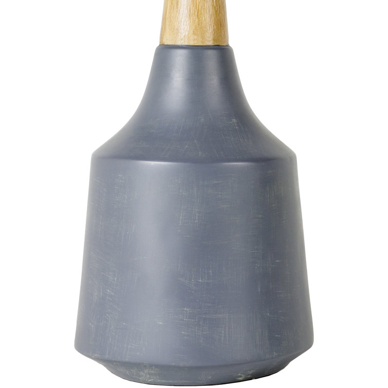 Gray Ceramic Table Lamp with Cream Linen Shade