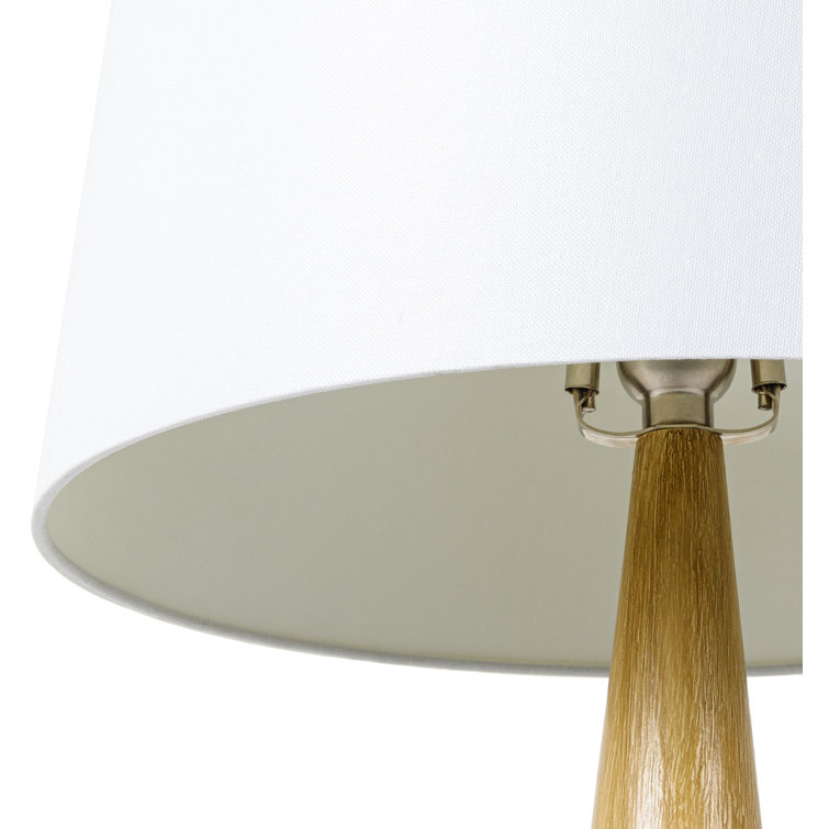 Gray Ceramic Table Lamp with Cream Linen Shade