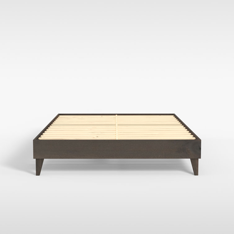 Natural Pine Queen Platform Bed Frame with Slats