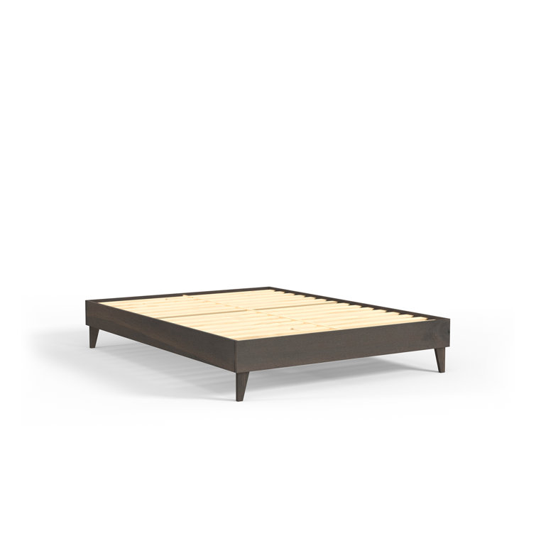 Natural Pine Queen Platform Bed Frame with Slats