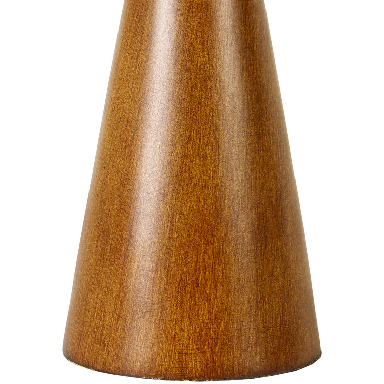 Mid-Century Modern Black and Beige Wood Table Lamp
