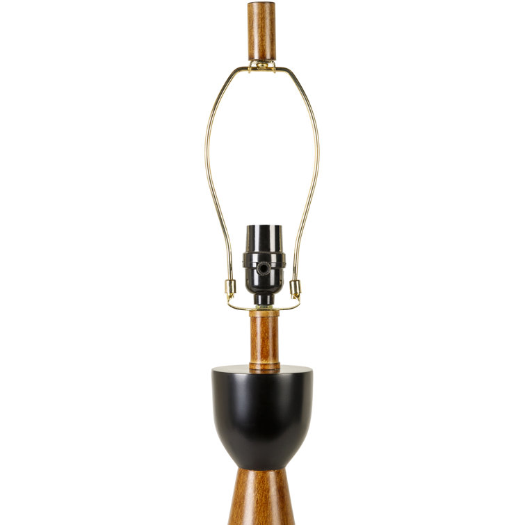 Mid-Century Modern Black and Beige Wood Table Lamp