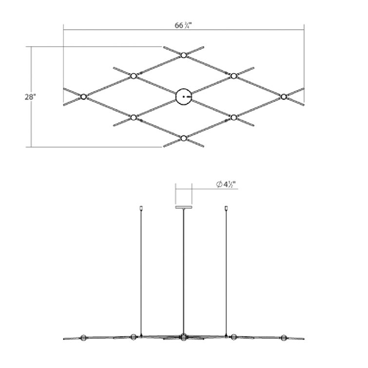 Aquarius Constellation Brass LED Chandelier 28"x66.75"