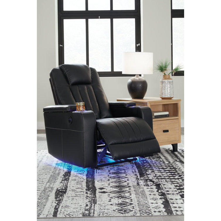 Contemporary Black Faux Leather LED Recliner 36"x41"x44"