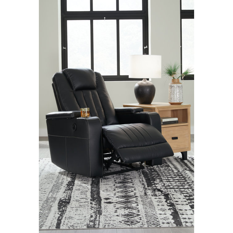 Contemporary Black Faux Leather LED Recliner 36"x41"x44"
