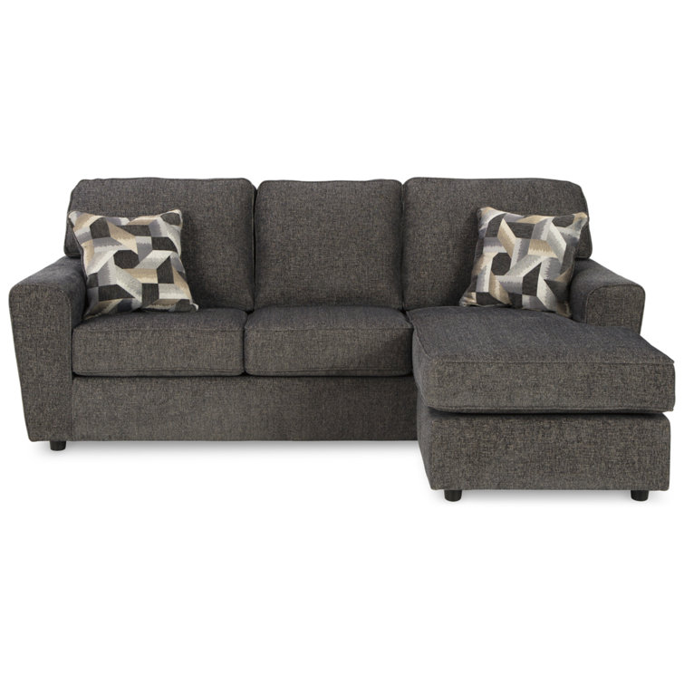 Slate Gray Fabric Two-Piece Sofa Chaise with Track Arms