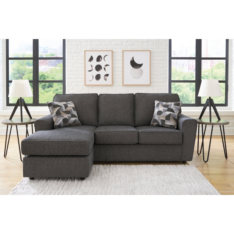 Slate Gray Fabric Two-Piece Sofa Chaise with Track Arms