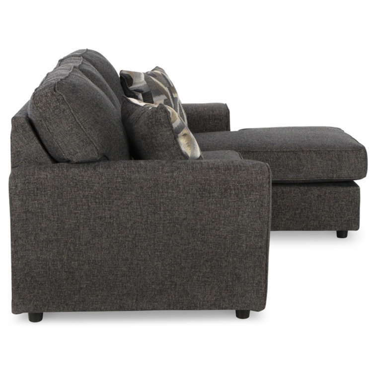 Slate Gray Fabric Two-Piece Sofa Chaise with Track Arms