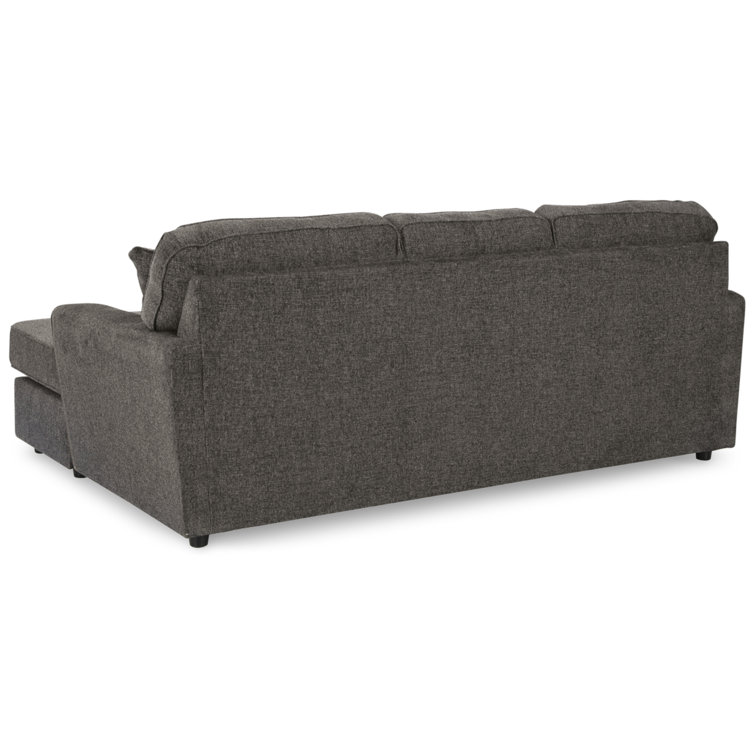 Slate Gray Fabric Two-Piece Sofa Chaise with Track Arms
