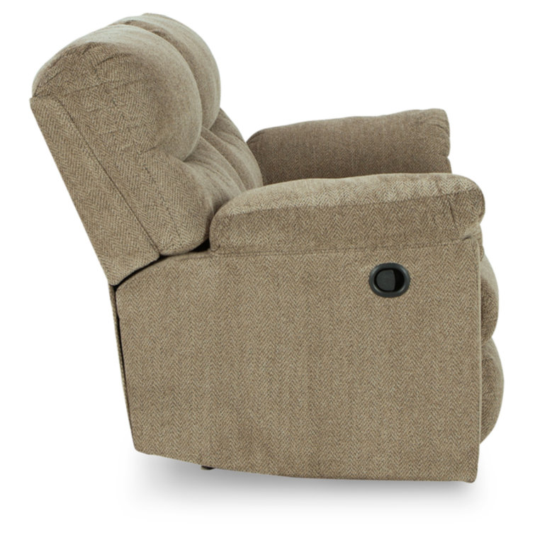 Briar Brown Fabric 70" Tufted Pillow-Top Arm Reclining Loveseat