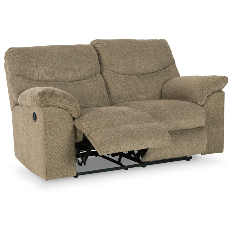Briar Brown Fabric 70" Tufted Pillow-Top Arm Reclining Loveseat