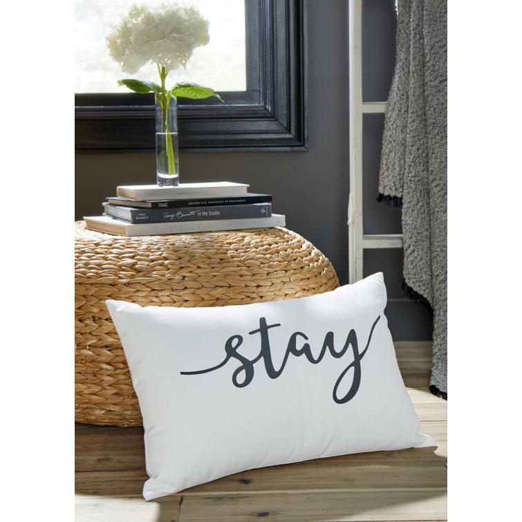 Tannerton Embroidered Rectangular Lumbar Pillow, 14x22, White Olefin