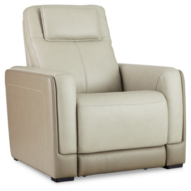 Battleville Contemporary 36" Beige Leather Power Recliner