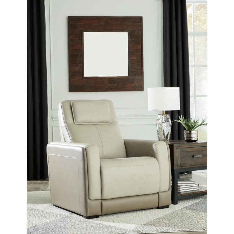 Battleville Contemporary 36" Beige Leather Power Recliner