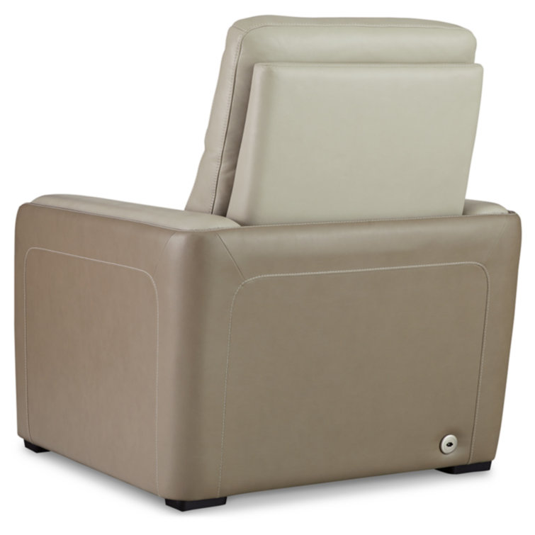 Battleville Contemporary 36" Beige Leather Power Recliner