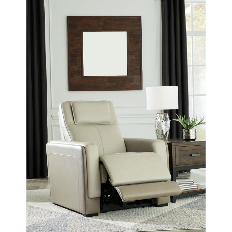 Battleville Contemporary 36" Beige Leather Power Recliner