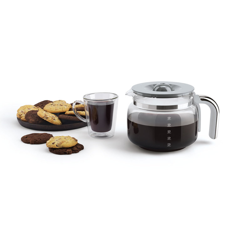 Cream Retro Style 10-Cup Drip Coffee Machine with Glass Carafe