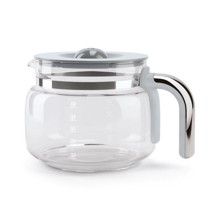 Cream Retro Style 10-Cup Drip Coffee Machine with Glass Carafe