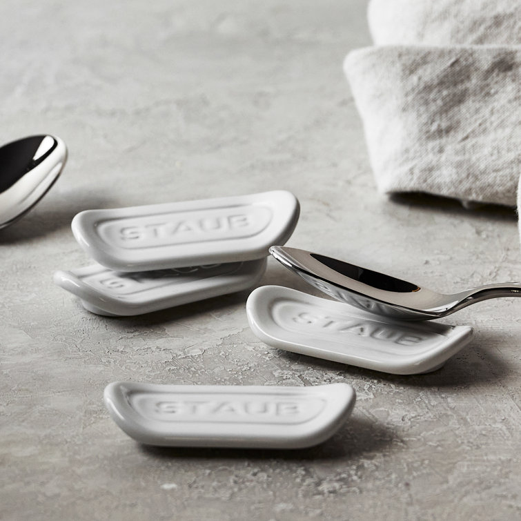 White Ceramic Spoon Rest Set of 4