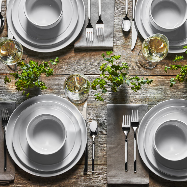 Staub White Porcelain 12-Piece Dinnerware Set