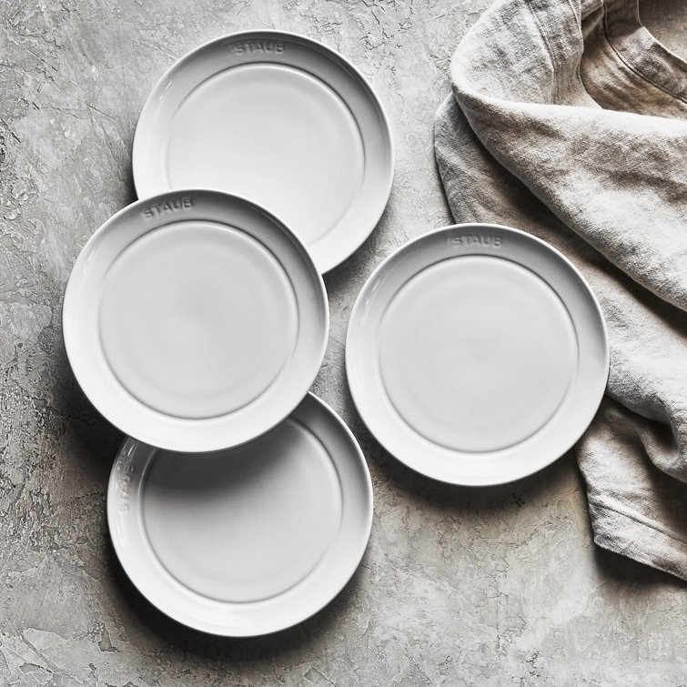 White Porcelain 4-Piece Microwave-Safe Appetizer Plate Set