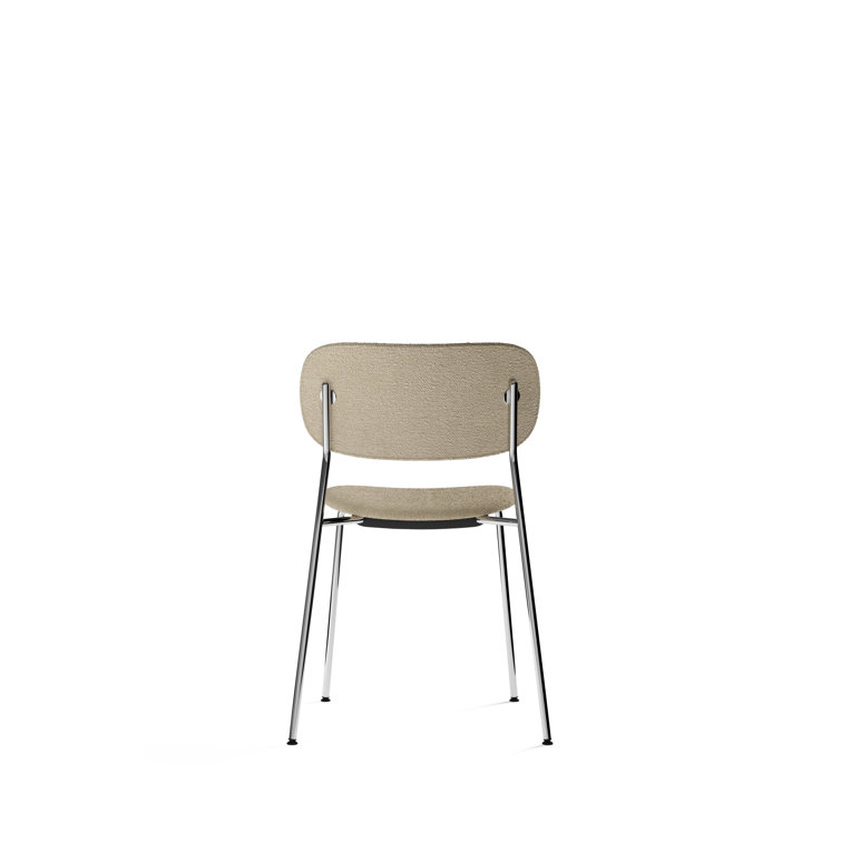 Beige Bouclé Upholstered Side Chair with Chrome Frame