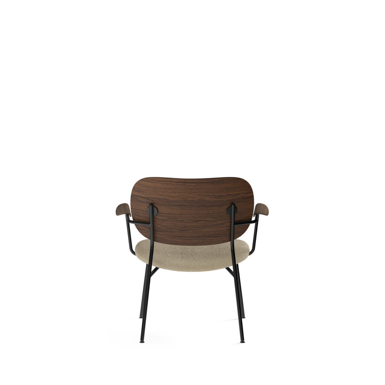 Elegant Beige Bouclé & Dark Oak Metal Frame Armchair