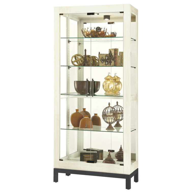 White Lighted Curio Cabinet with Glass Shelves