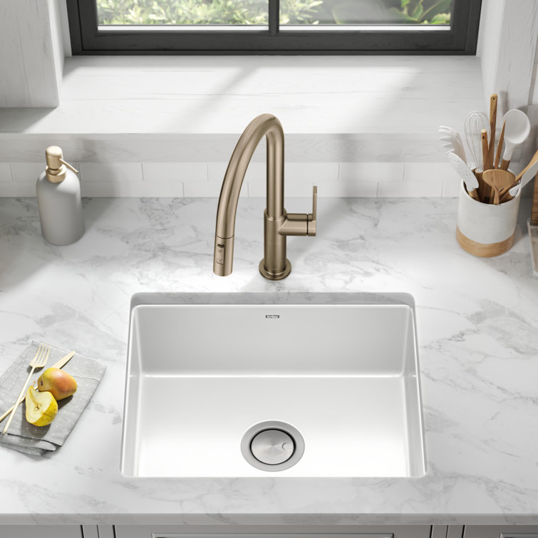 White Porcelain Enameled Cast Iron Single Bowl Undermount Sink