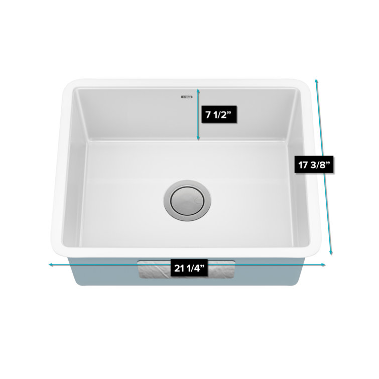White Porcelain Enameled Cast Iron Single Bowl Undermount Sink