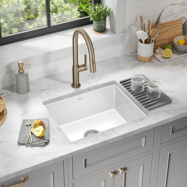 White Porcelain Enameled Cast Iron Single Bowl Undermount Sink