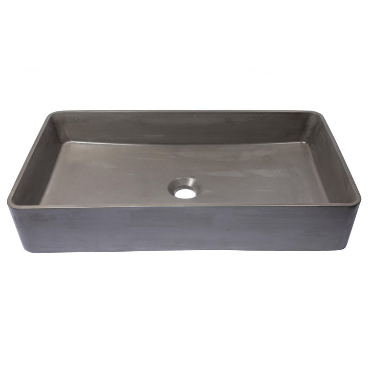 Charcoal Concrete Rectangular Vessel Sink with Rounded Corners