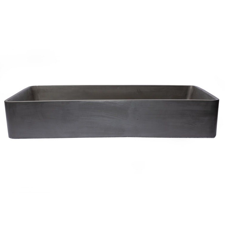 Charcoal Concrete Rectangular Vessel Sink with Rounded Corners
