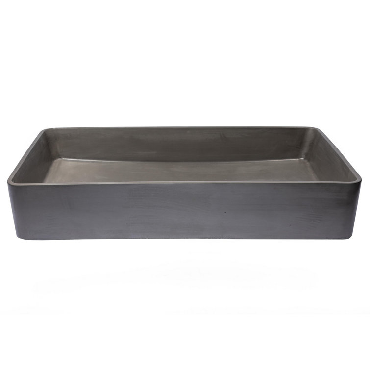 Charcoal Concrete Rectangular Vessel Sink with Rounded Corners