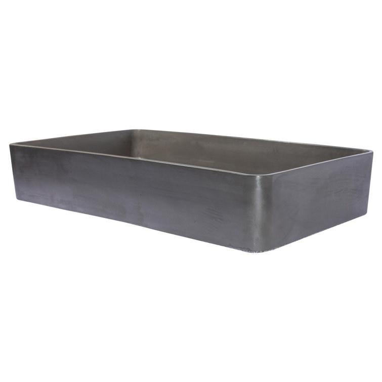Charcoal Concrete Rectangular Vessel Sink with Rounded Corners