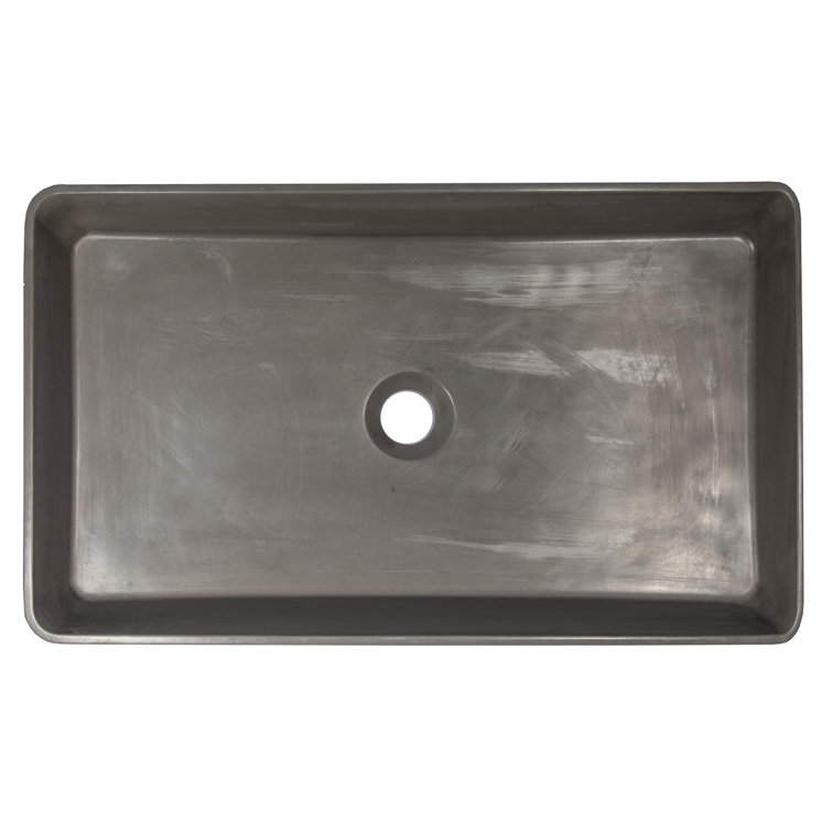 Charcoal Concrete Rectangular Vessel Sink with Rounded Corners