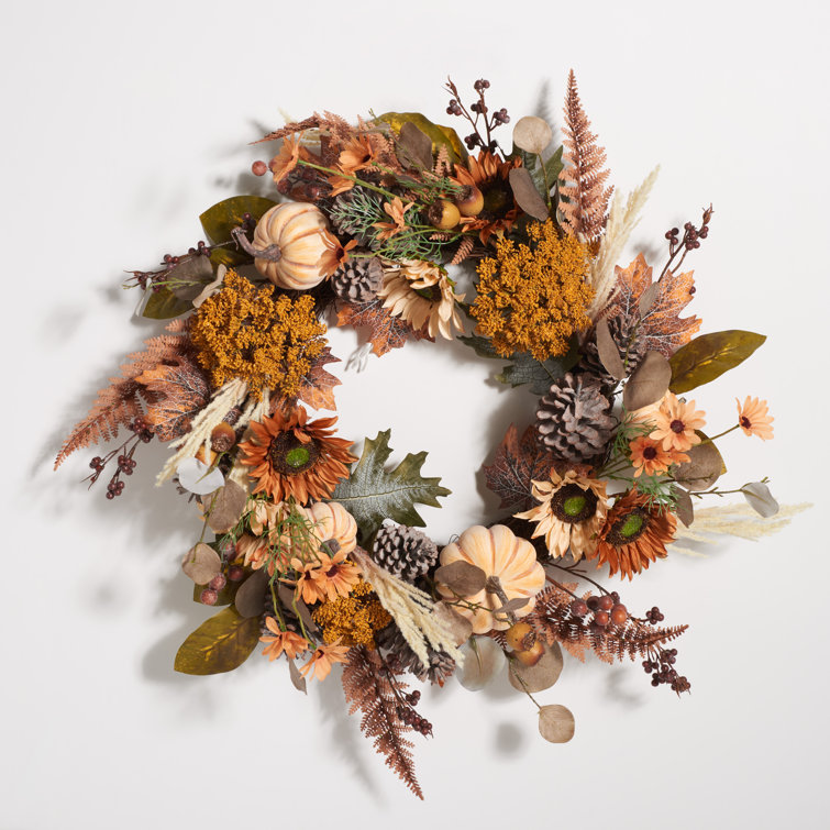 28'' Autumn Harvest Faux Gourd and Pinecone Wreath