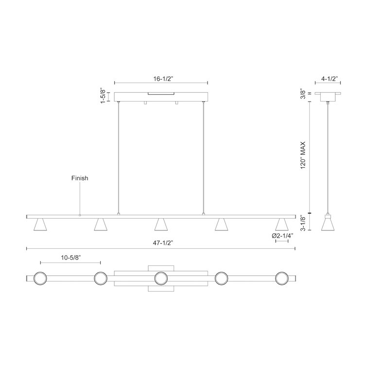 Elegante 47'' Brushed Nickel LED Kitchen Island Linear Pendant