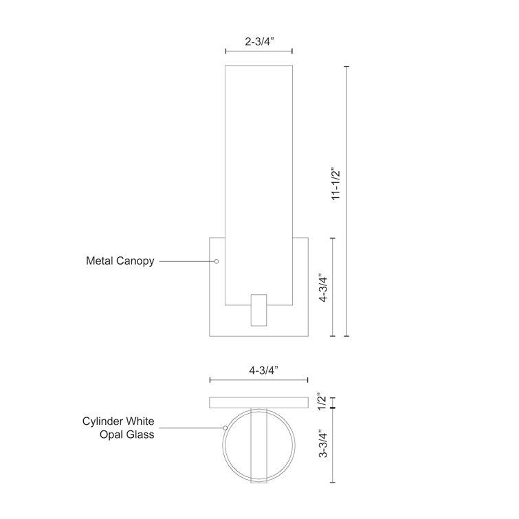 Black Steel LED Wall Sconce with Opal Glass